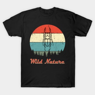 Wild Nature Stag Beetle Abstract Sunset T-Shirt